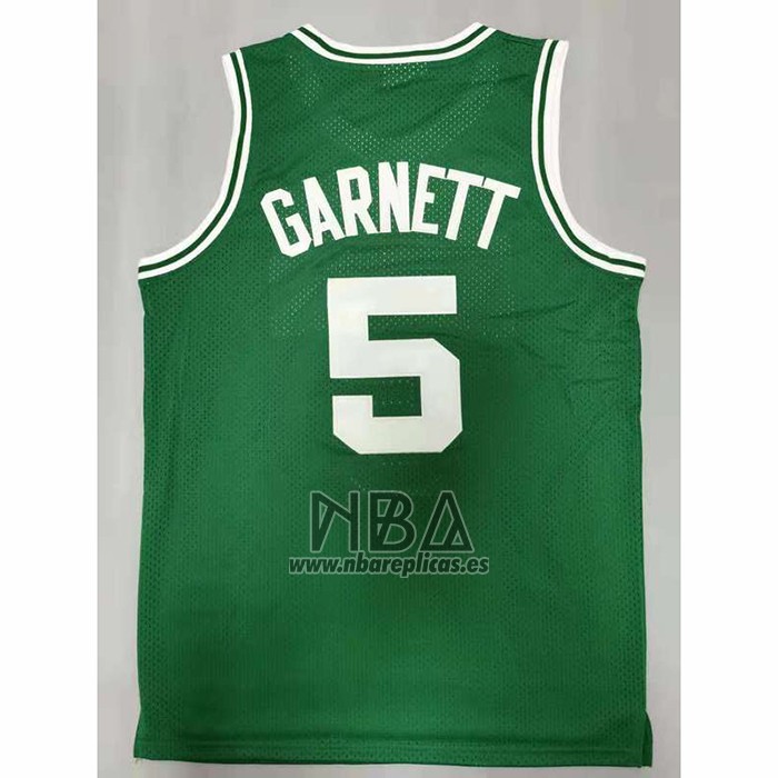 Camiseta Boston Celtics Kevin Garnett NO 5 Hardwood Classics Throwback Verde